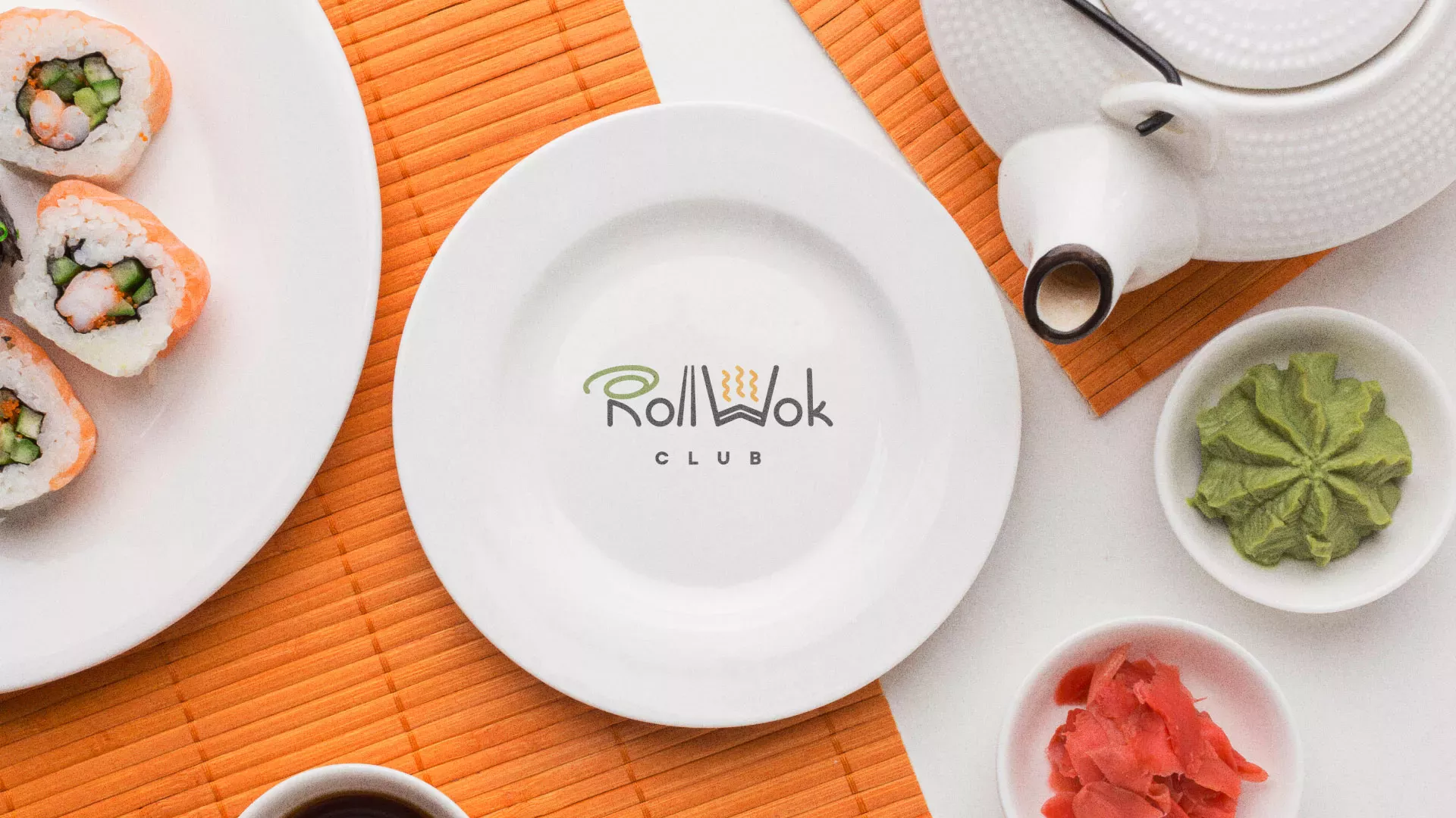 Разработка логотипа и фирменного стиля в Калуге для суши-бара «Roll Wok Club»